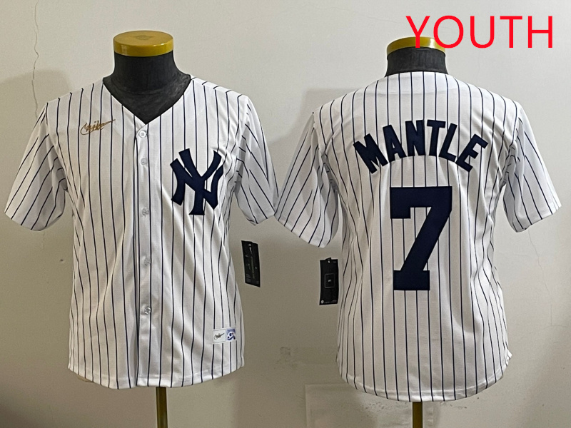 Youth New York Yankees #7 Mantle White 2025 Nike MLB jersey style 73